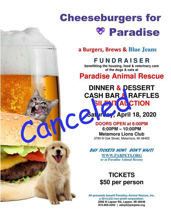 Annual Cheeseburgers for Paradise Fundraiser - Paradise Animal Rescue